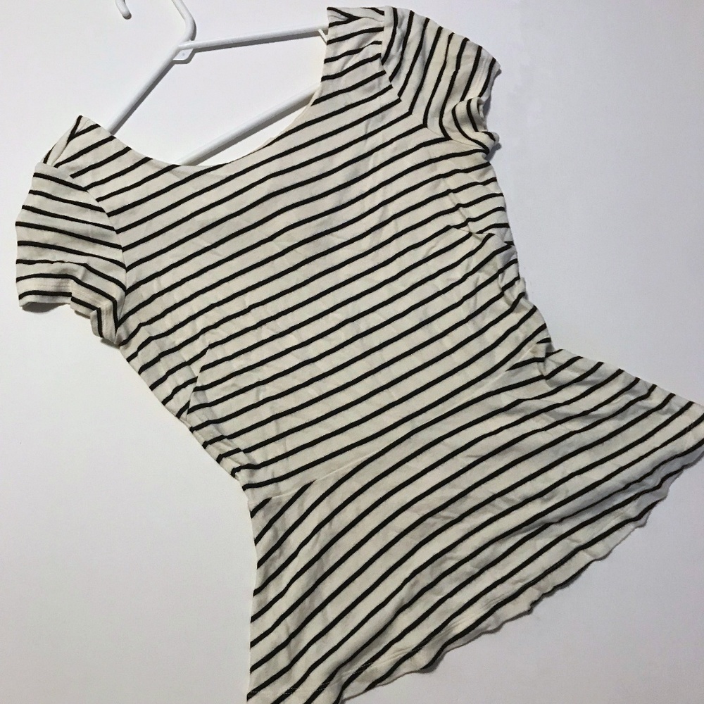 Peplum striped scoop neck tee 0P